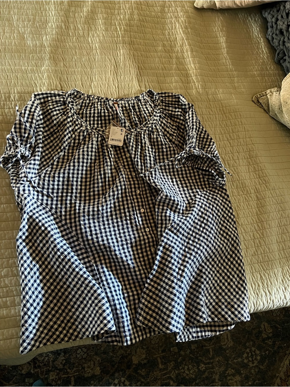 Free People Farley Navy Gingham tunic